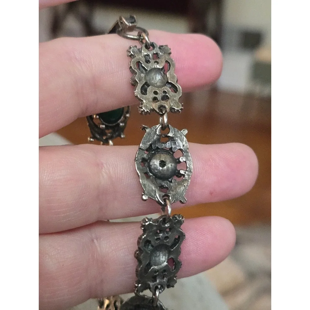 Florenza Silvertone Multicolored Stones Beautiful Metalwork Rare Color Vintage
